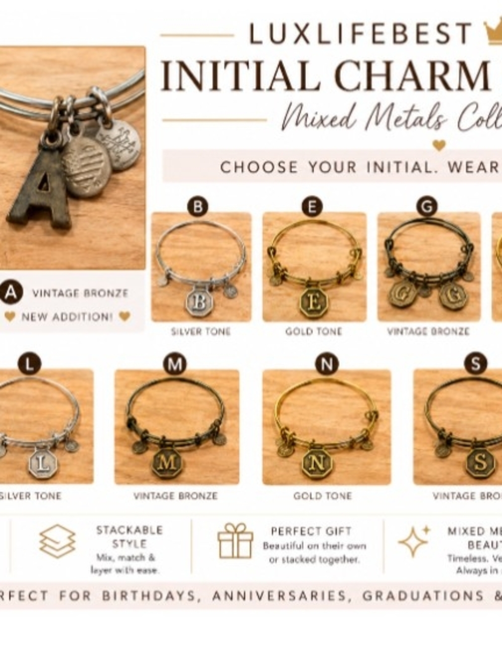 Alex & Ani Initial Charm Bracelet - PICK ONE